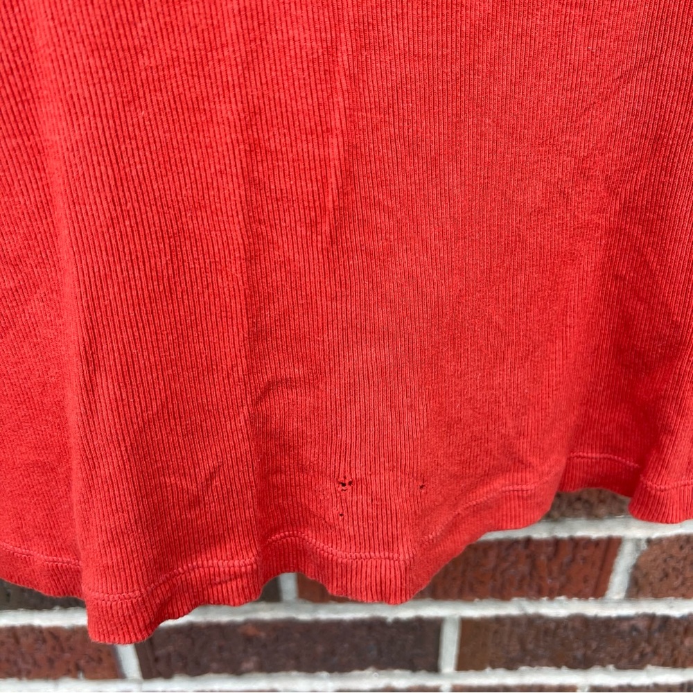 2 a T Boutique Burnt Orange Ribbed Ruffled Front V Neck Long Sleeve Top - Picture 3 of 4